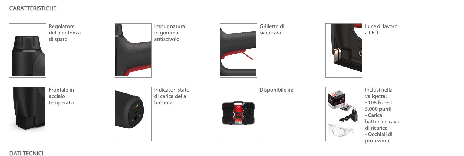 Romeo Maestri Rocamatica 114 - Fissatrice a batteria ricaricabile USB - 3,7V 2,0Ah - graffette 110 mm