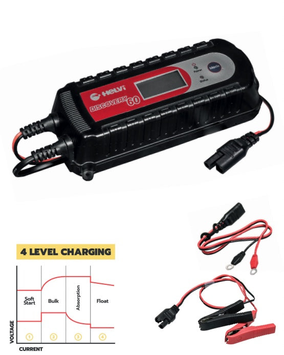 Helvi Discovery 60 - Caricabatterie mantenitore elettronico 6/12V fino a 60 Ah
