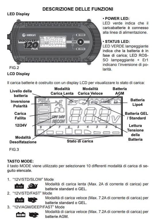 Helvi Discovery 120 - Caricabatterie mantenitore elettronico 6/12V fino a 180 Ah