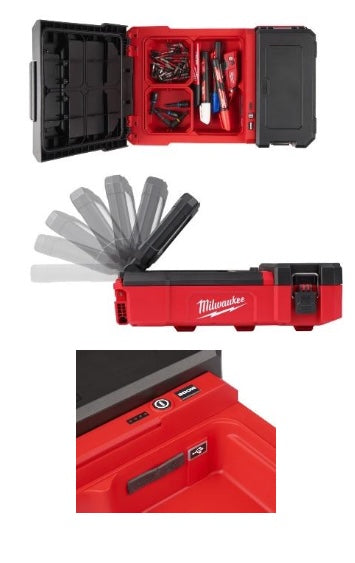 Milwaukee M12 POAL-0 - Faretto led a batteria 12V Packout con portautensili e minuteria