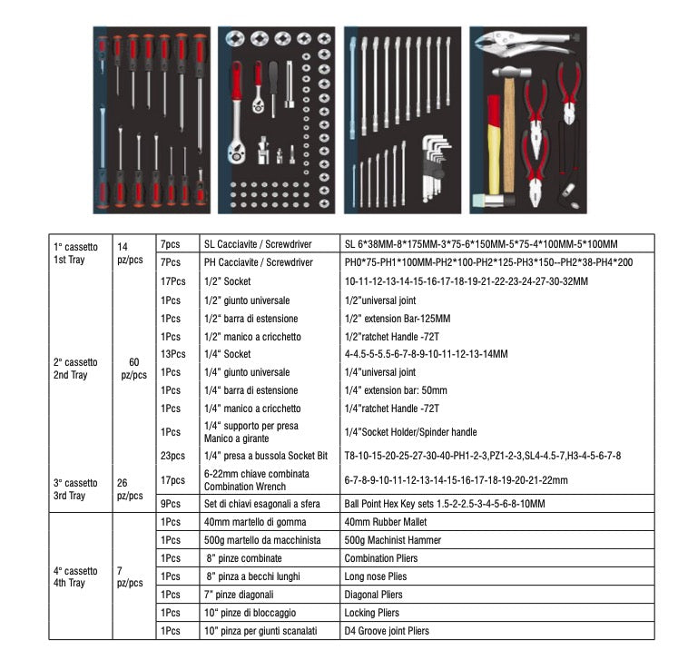 MarcoTools 05.088.142 - Arredamento modulare per officina completo di 107 utensili