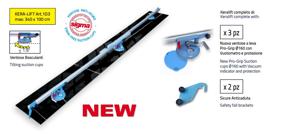 Sigma KERA-LIFT 1A6 - Sollevatore per la posa di piastrelle di grandi formati - 340 x 160 cm 