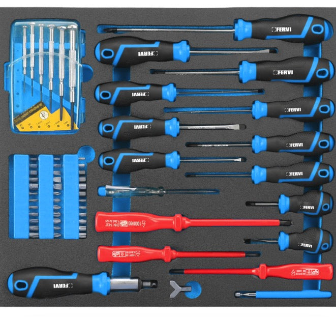 Fervi C960CA - Carrello attrezzi per officina completo di utensili 290 pezzi 