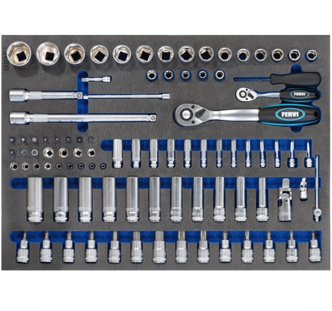 Fervi C900/CC04 - Carrello porta attrezzi completo per officina - 219 utensili