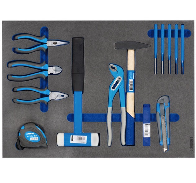 Fervi C960/CC03 - Carrello porta attrezzi completo da officina - 253 utensili 