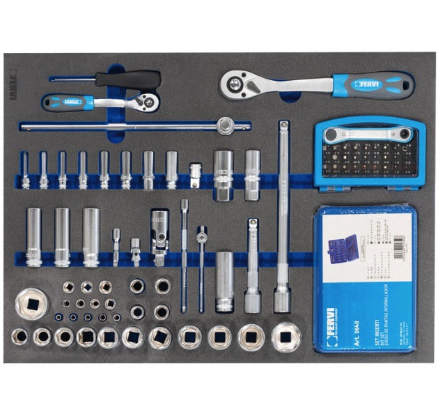 Fervi C960/CC03 - Carrello porta attrezzi completo da officina - 253 utensili 