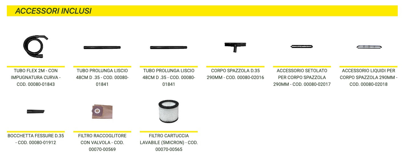 Lavor WTP 30 X - Aspirapolvere aspiraliquidi con fusto in acciaio inox - 30L - Motore 1600W