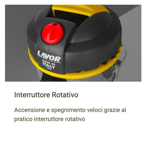 Lavor WTP 30 X - Aspirapolvere aspiraliquidi con fusto in acciaio inox - 30L - Motore 1600W