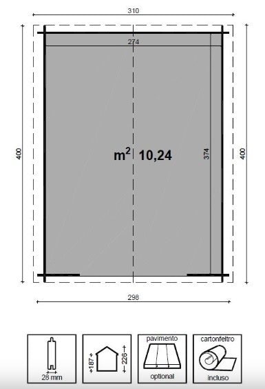 Losa Legnami Diana - Casetta da giardino in legno - 300x400 cm 