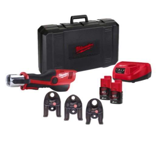 Milwaukee M12 HPT-202C Geberit Mapress Set - Pressatrice idraulica a batteria Force Logic -  2 x 2Ah