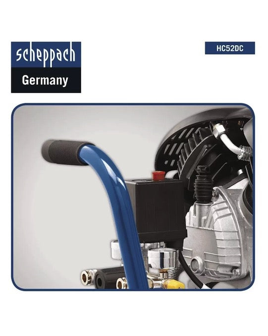 	 Scheppach HC52DC - Compressore aria 50lt lubrificato portatile bicilindrico V - 8bar