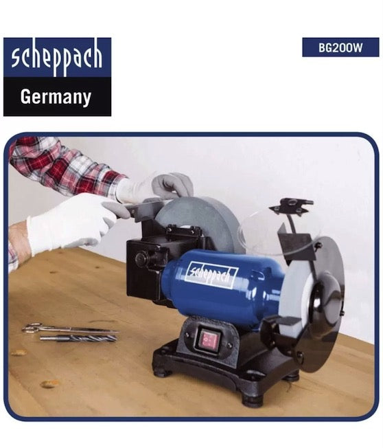Scheppach BG200W - Smerigliatrice combinata da banco mola ad acqua 150/200 mm 250w 