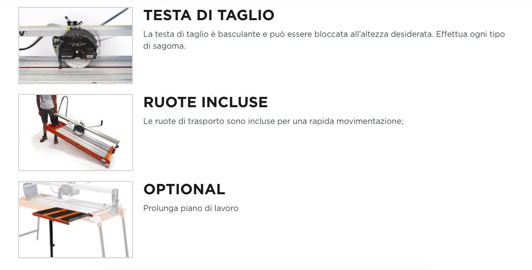 Battipav VIP2125 - Tagliapiastrelle elettrica ad acqua con banco - taglio 125 cm 