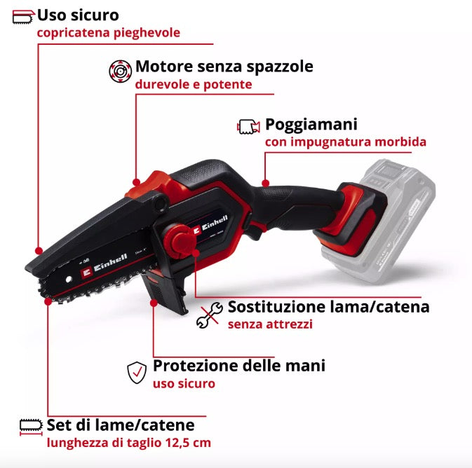 Einhell GE-PS 18/15 Li BL-Solo - Potatore a catena a batteria - solo corpo 