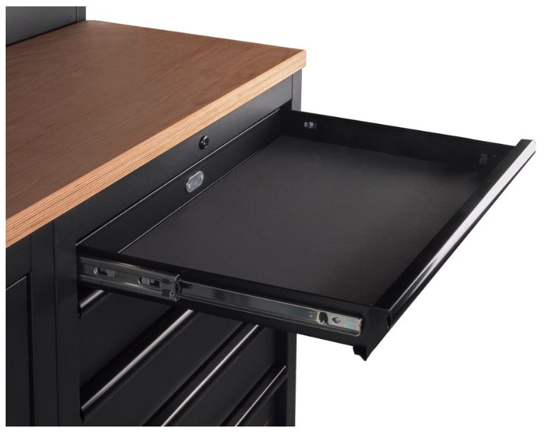 Kraftwerk 3964G-BLK - Arredamento da officina a 4 elementi con piano in legno - nero 