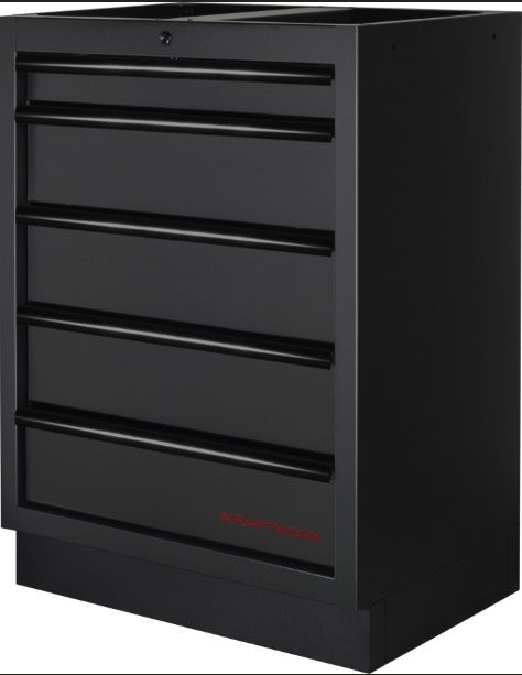 Kraftwerk 3964H-BLK - Arredamento da officina a 5 elementi con piano in legno - nero 