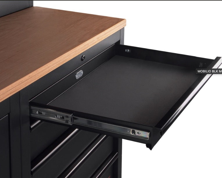 Kraftwerk 3964H-BLK - Arredamento da officina a 5 elementi con piano in legno - nero 