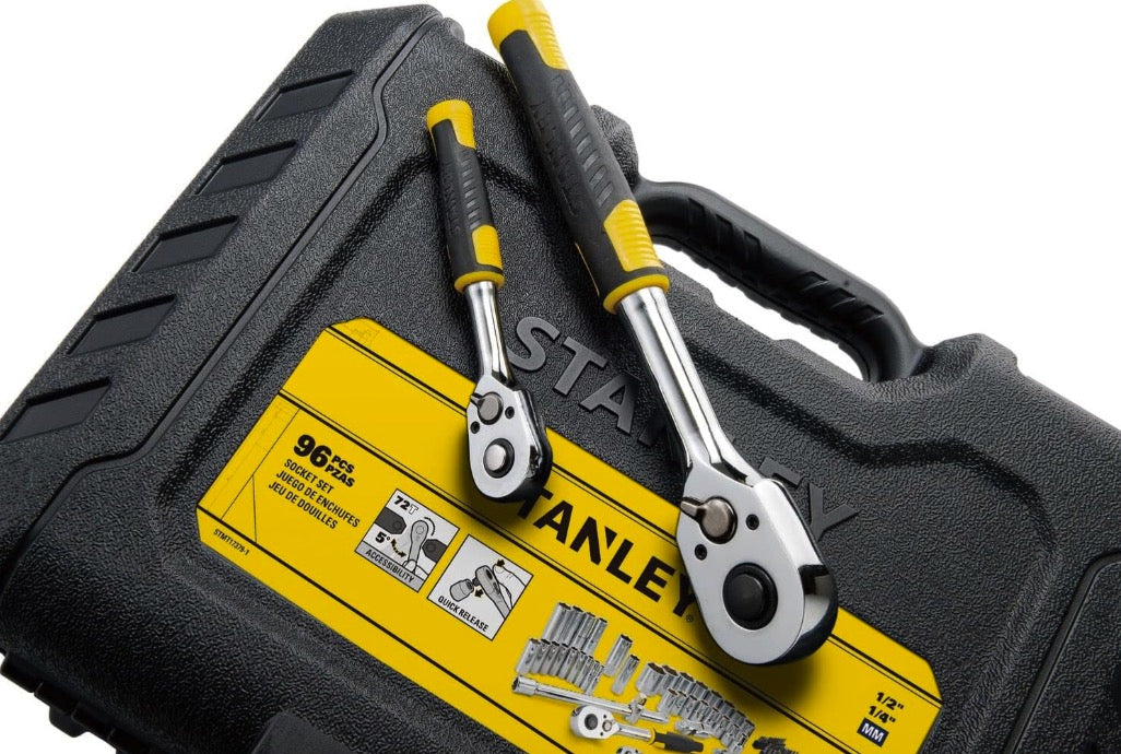 Stanley STMT17379-1 - Cassetta valigetta chiavi a bussola attacco da 1/4" e 1/2" - 96 pezzi 