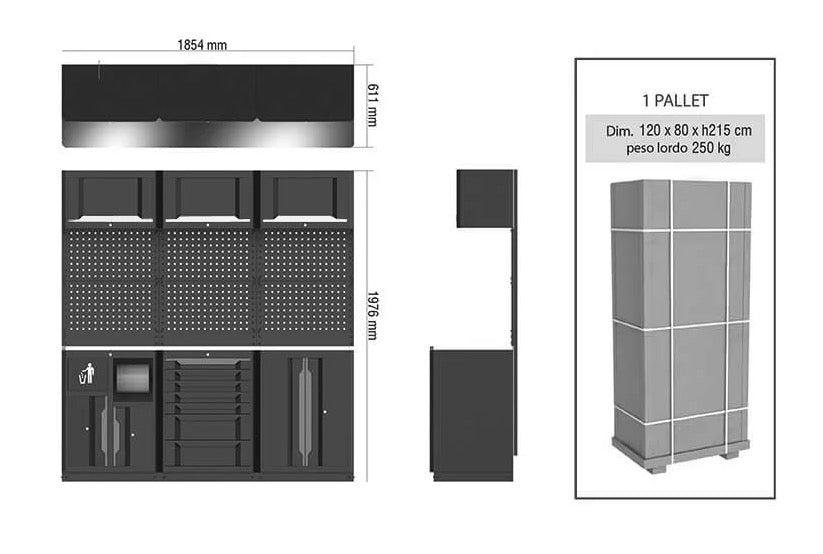 Marcotool 05.088.152 - Arredamento per officina con cassettiera e assortimento di 172 utensili 