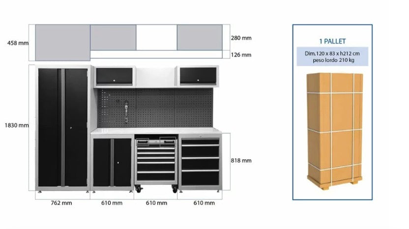 Marcotools 05.088.127 - Arredo arredamento per officina con armadio a doppia anta completo di 172 utensili 