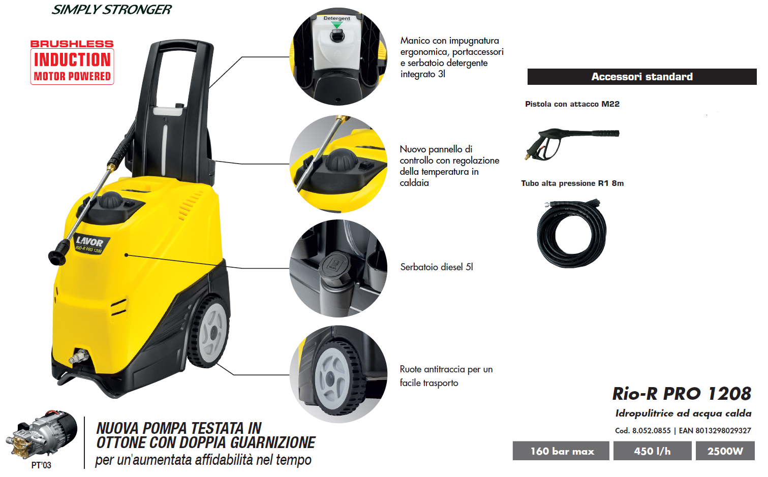 Lavor Rio-R Pro 1208 idropulitrice professionale acqua calda , caldaia a diesel 160 bar , 220V