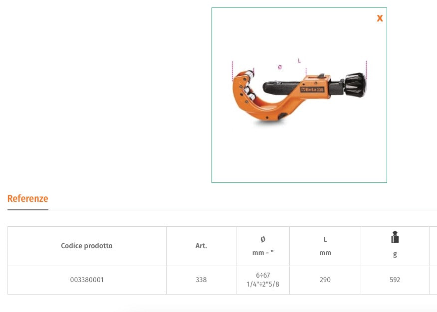 Beta 003380001 - Tagliatubi ad avanzamento telescopico rapido per rame, leghe leggere e plastica