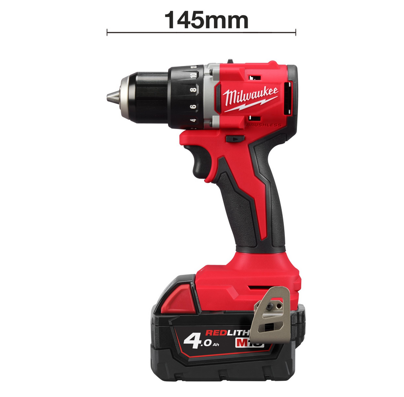 Milwaukee M18 BLDDRC-402C Trapano avvitatore compatto Brushless con caricabatterie e n.2 batterie da 4.0 Ah