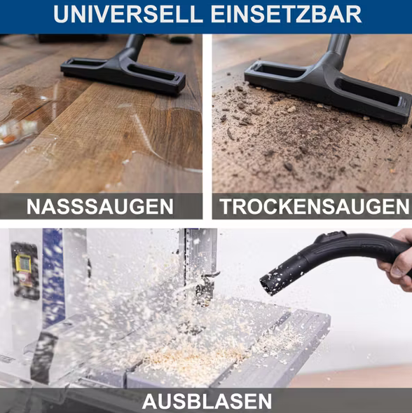 Scheppach vc50 aspirapolvere aspiraliquidi soffiaggio bidone inox , 220v 1400w 50 litri 