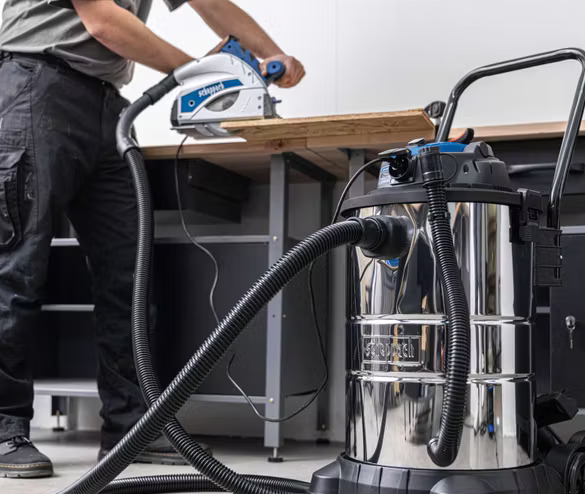 Scheppach vc50 aspirapolvere aspiraliquidi soffiaggio bidone inox , 220v 1400w 50 litri 