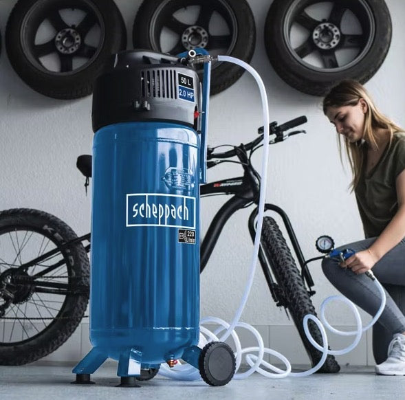 Scheppach HC51V - Compressore aria verticale 50 litri 10 bar 220v , senza olio + Accessori 