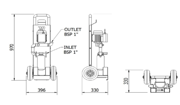 Meclube 090-6020-230 ECOFILTER DIESEL CARRELLATO 60 l/min 230V