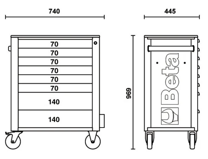 Beta RSC24A/8-O Cassettiera porta attrezzi 8 cassetti, con sistema antiribaltamento