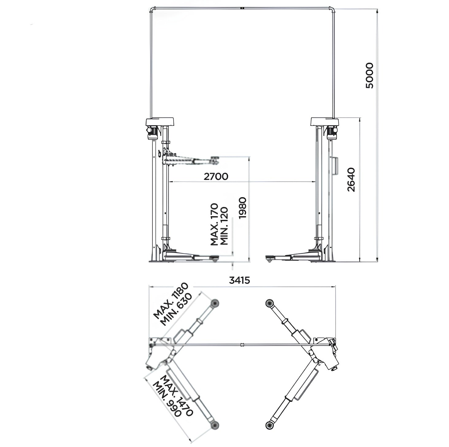 Omcn 199/ALFA-LE ponte sollevatore Colorazione Limited Edition (grigia/nera) , portata 4,0 Ton , 400V