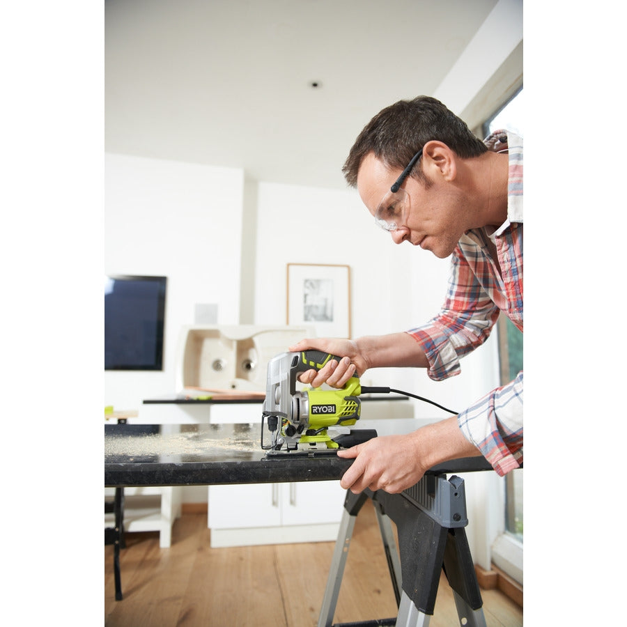 Ryobi RJS850-TA20JSB Seghetto alternativo elettrico 600W + Kit 20 lame + Valigetta