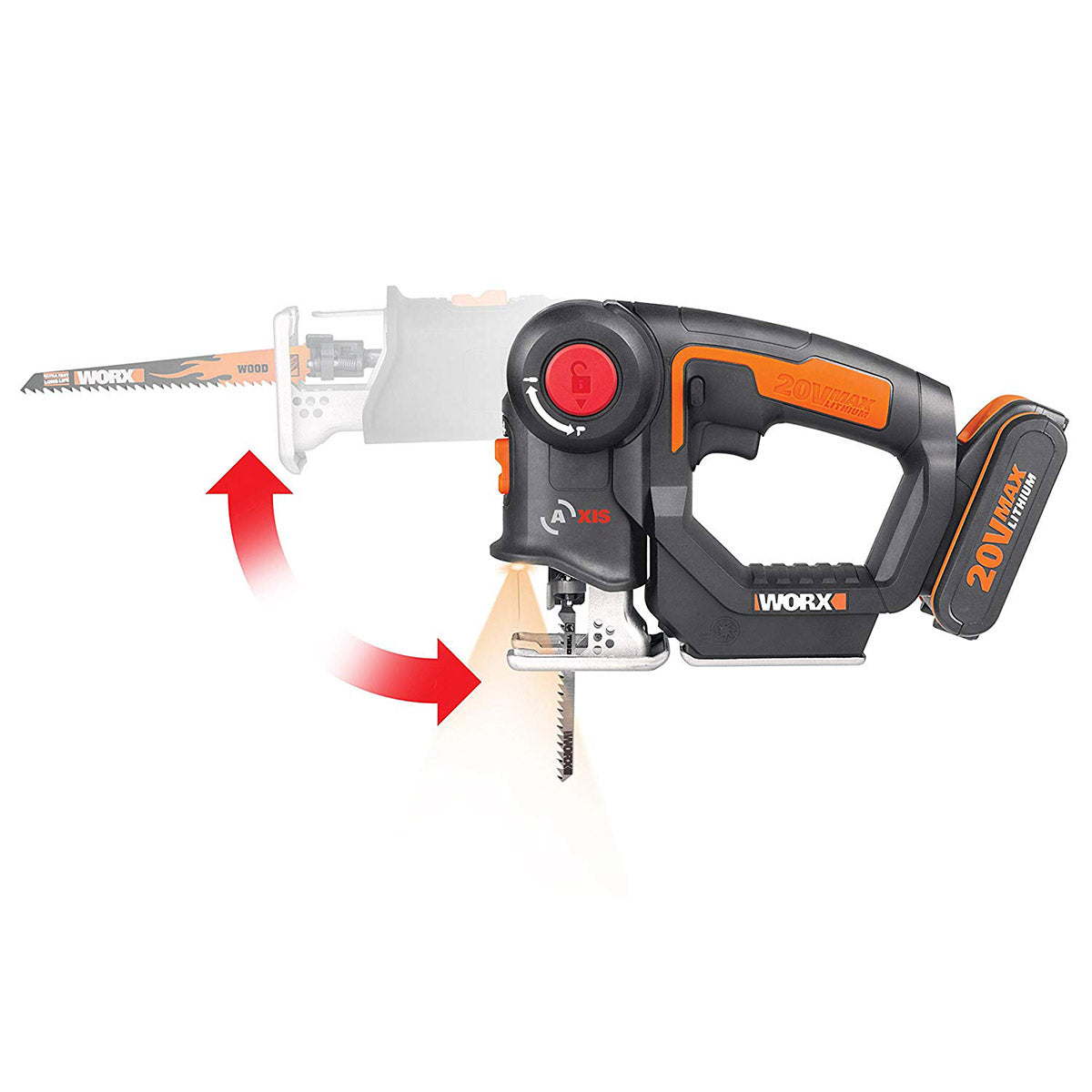 Seghetto a gattuccio/alternativo a batteria Worx WX550 AXIS