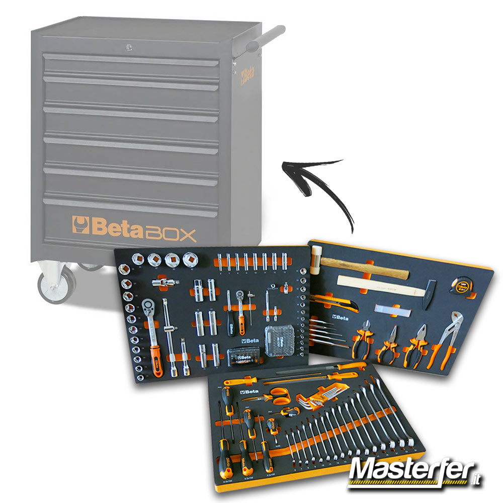 assortimento di utensili 196 pezzi per carrello porta attrezzi beta c04 box
