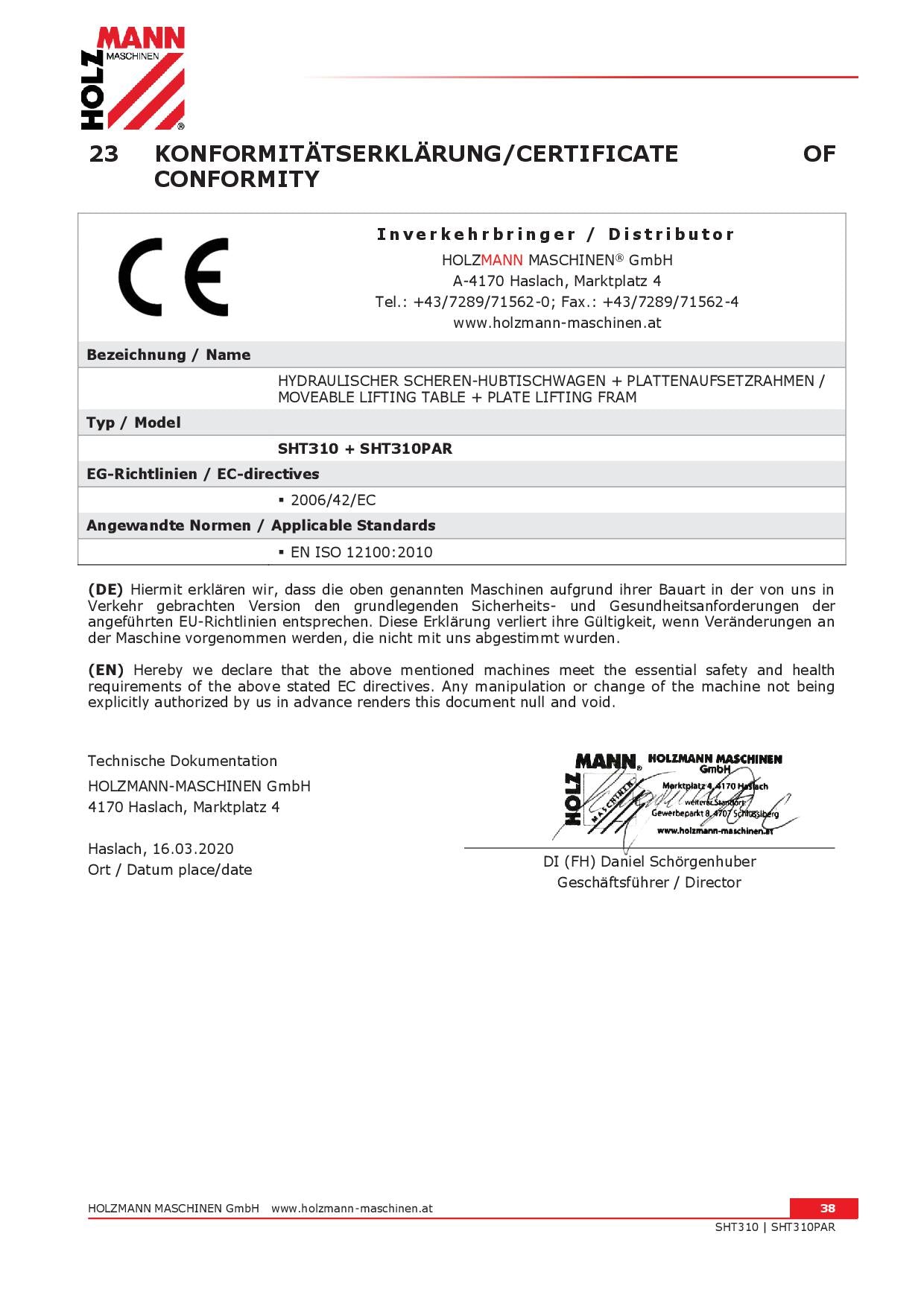 Holzmann SHT310 Tavolo Banco sollevamento idraulico a forbice elevatore mm 1580x900