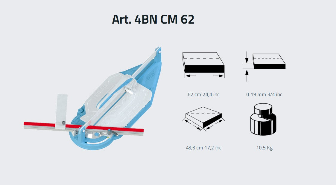 Sigma 4BN - Tagliapiastrelle a spinta 62 cm misure e dati tecnici