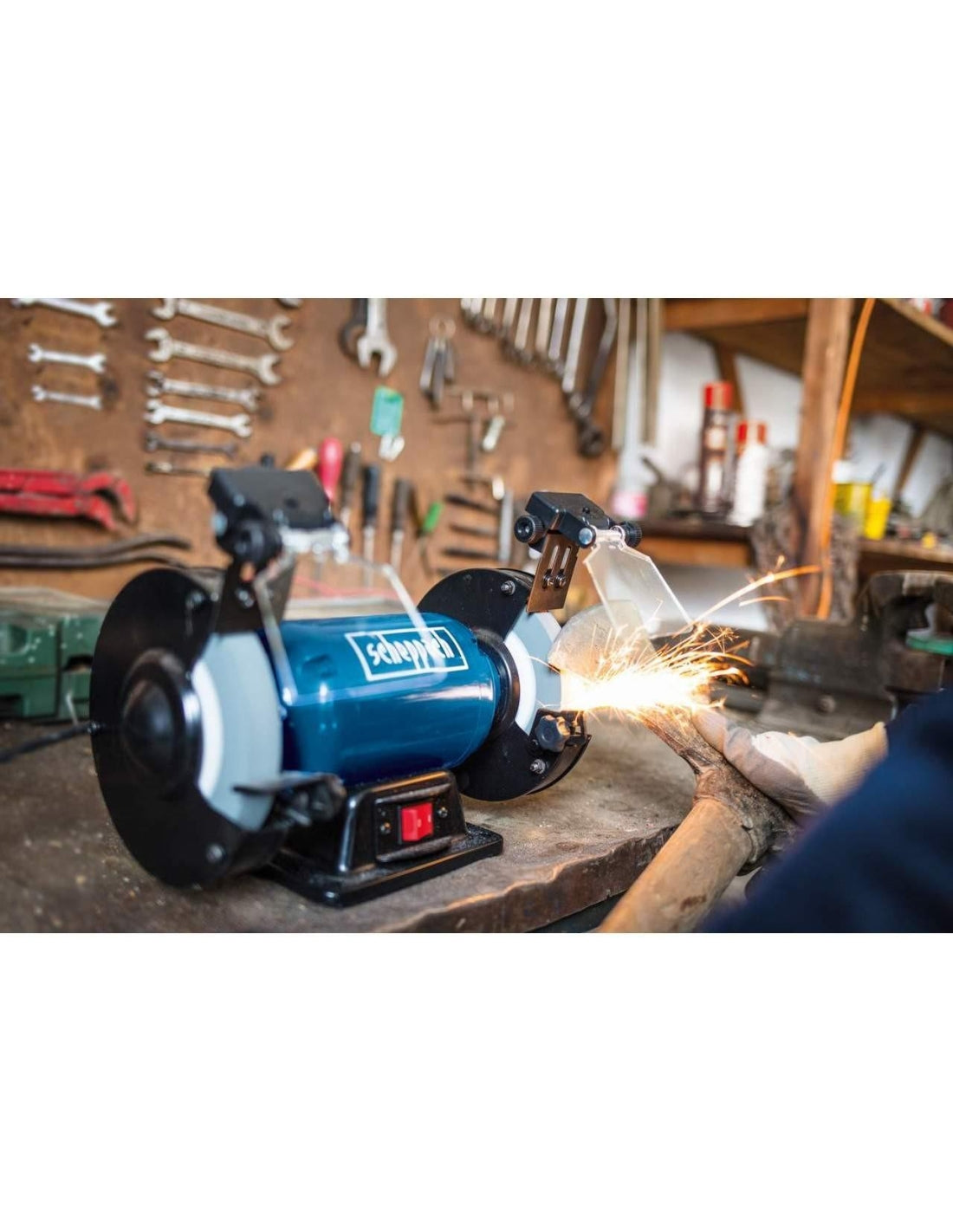 SCHEPPACH sm150l con luce led Smerigliatrice da banco doppia mola da 6" ø 150 400w 220v