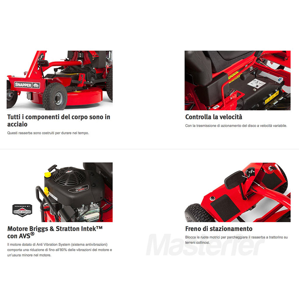 Snapper RER200 - Trattorino rasaerba con motore Briggs & Stratton, taglio 84cm + lama mulching