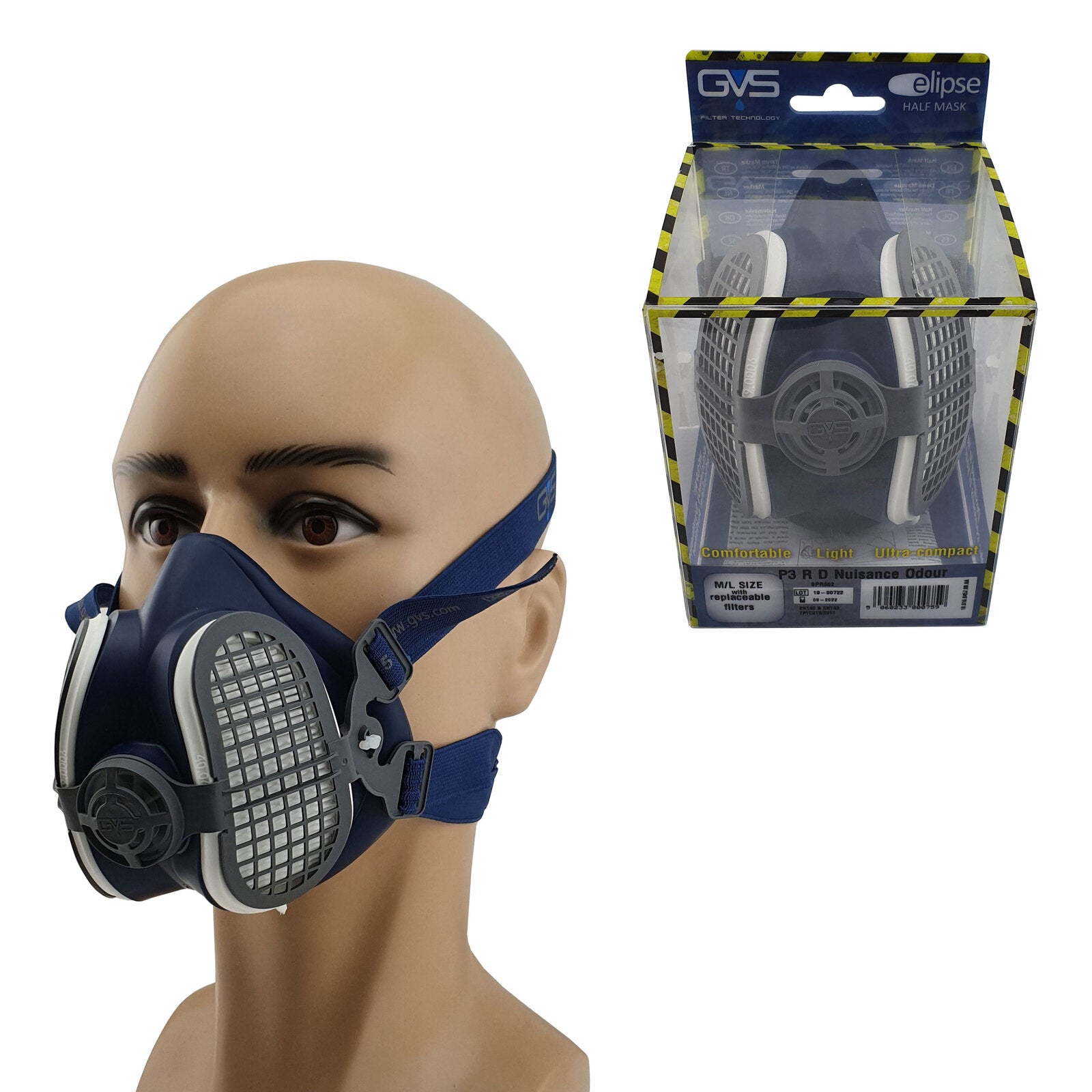 GVS Elipse SPR 502 P3 - Maschera respiratore con filtri sostituibili per polveri, fumi, nebbie