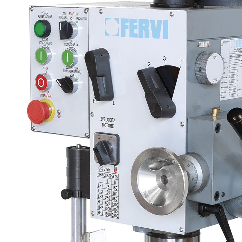 Fervi T047/400VDA - Trapano fresa ad ingranaggi con discesa automatica e maschiatura