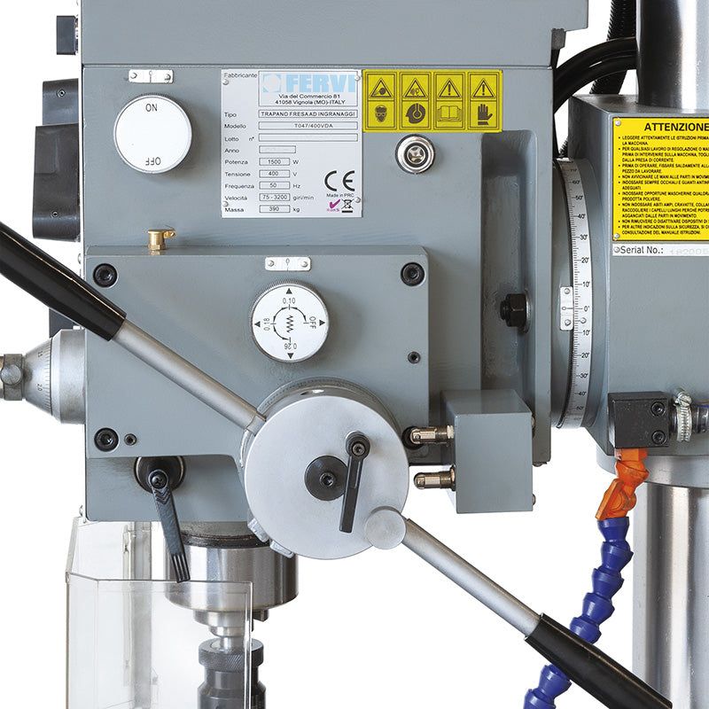 Fervi T047/400VDA - Trapano fresa ad ingranaggi con discesa automatica e maschiatura