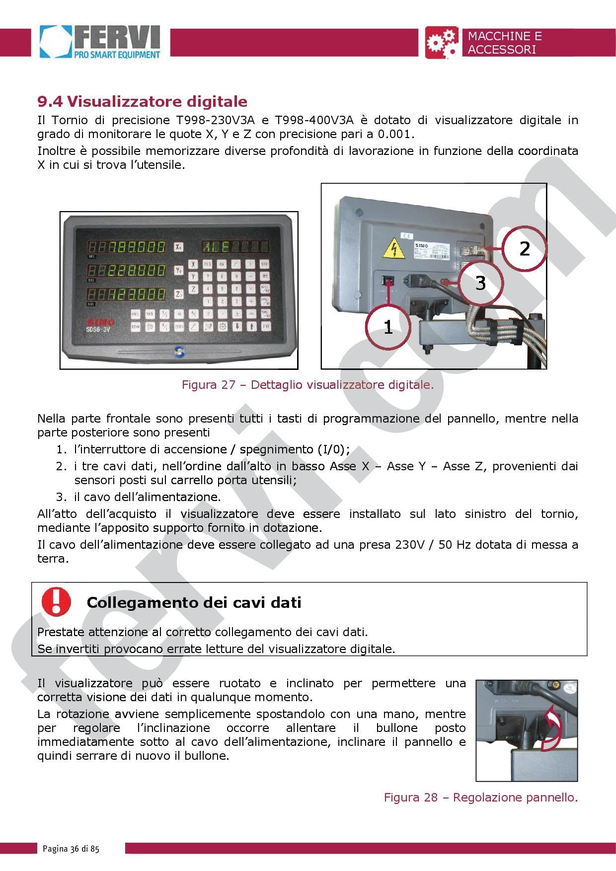 Fervi T998/400V3A - Tornio parallelo passaggio con visualizzatore