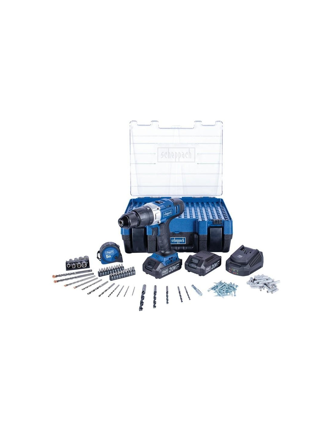 Scheppach DTB-20PROS - Trapano avvitatore a percussione 2 batterie 20v + accessori 