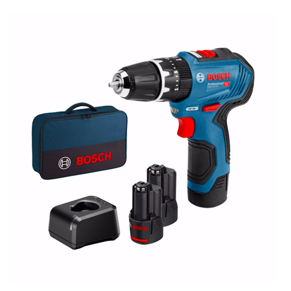 Bosch GSB 12V-30 professional - Trapano Avvitatore con percussione, 2x2.0Ah