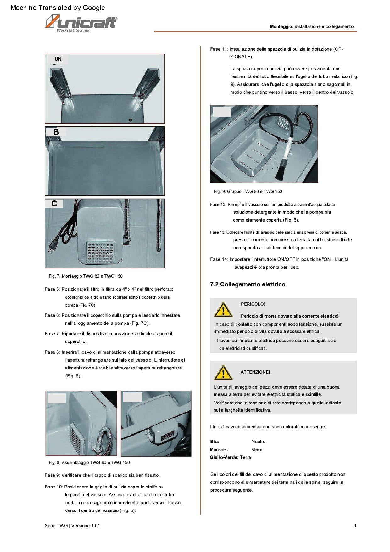 Unikraft 622 0150 TWG 150 LAVAPEZZI PER PULIZIA ACCURATA , CON Elettropompa con portata 3,3 l/min