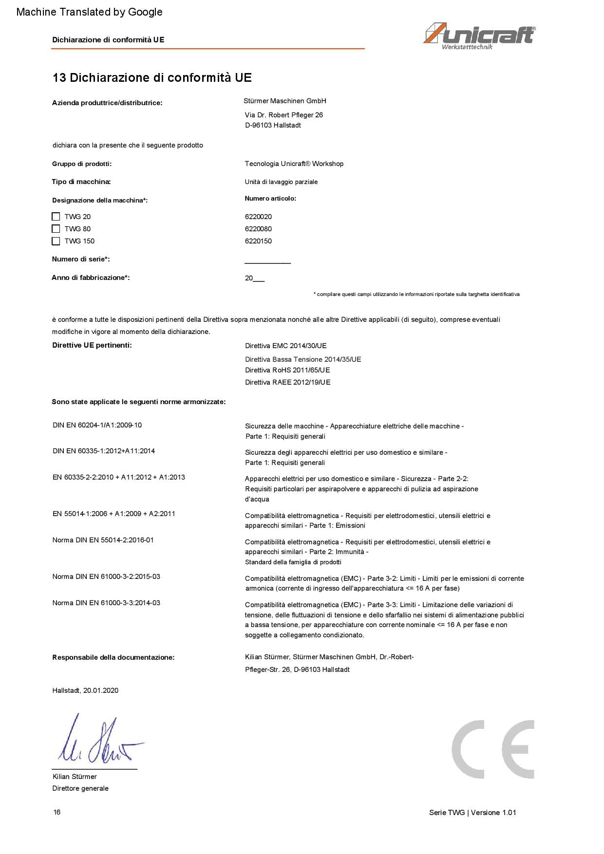 Unikraft 622 0150 TWG 150 LAVAPEZZI PER PULIZIA ACCURATA , CON Elettropompa con portata 3,3 l/min