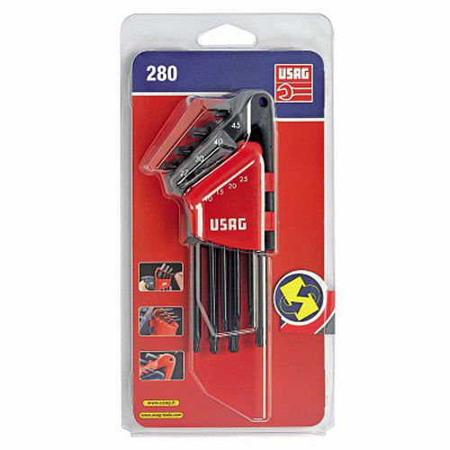Usag 280 LTSTX/S8 - Serie di 8 chiavi maschio lunghe testa sferica TORX®