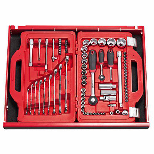 Usag 601 1/4-1/2 J82 - Assortimento in cassetta modulare con bussole esagonali e chiavi combinate (82 pz)